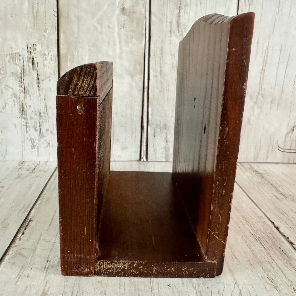 Vintage Wooden Napkin Holder Shadow Box Dried Wheat Beans Seeds Farmhouse Decor